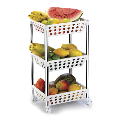 FRUTEIRA TRIPLA  DESMONTÁVEL COM RODÍZIO