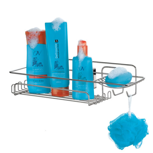 PRATELEIRA PORTA-SHAMPOO RETANGULAR COM VENTOSA FIXA