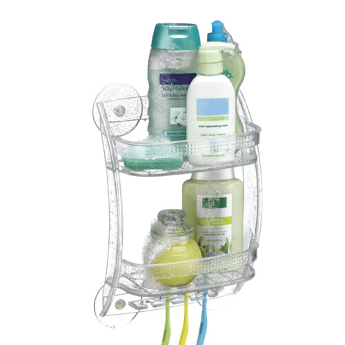PRATELEIRA/PORTA SHAMPOO PLUS COM VENTOSAS P S CRISTAL